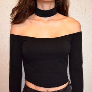 AA Off the Shoulder Choker Neck Crop Top
